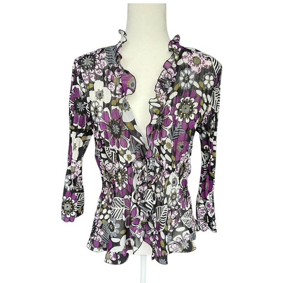 Notations Tops - Vintage Y2K Sheer Tie-Front Blouse M